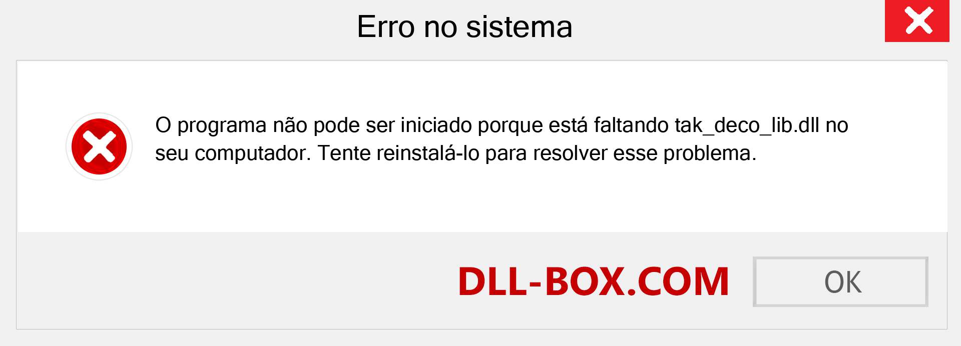 Arquivo tak_deco_lib.dll ausente ?. Download para Windows 7, 8, 10 - Correção de erro ausente tak_deco_lib dll no Windows, fotos, imagens